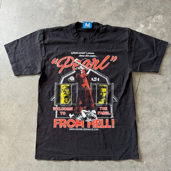 Online Ceramics A24 Horror Pearl Welcome To The Farm From Hell T-Shirt Medium - Picture 1 of 7
